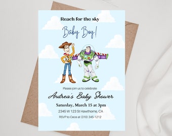 Invitación al baby shower de Toy Story, invitación al baby shower de un niño, invitación digital e imprimible Woody y Buzz Baby shower Invitación
