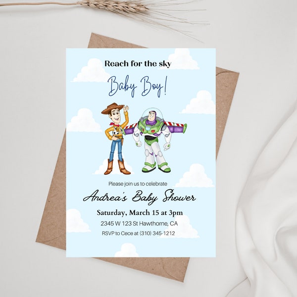 Toy Story Baby Shower Invitation, Its a Boy baby shower Invitation, Digital and Printable Invitation Woody and Buzz Baby shower Invite