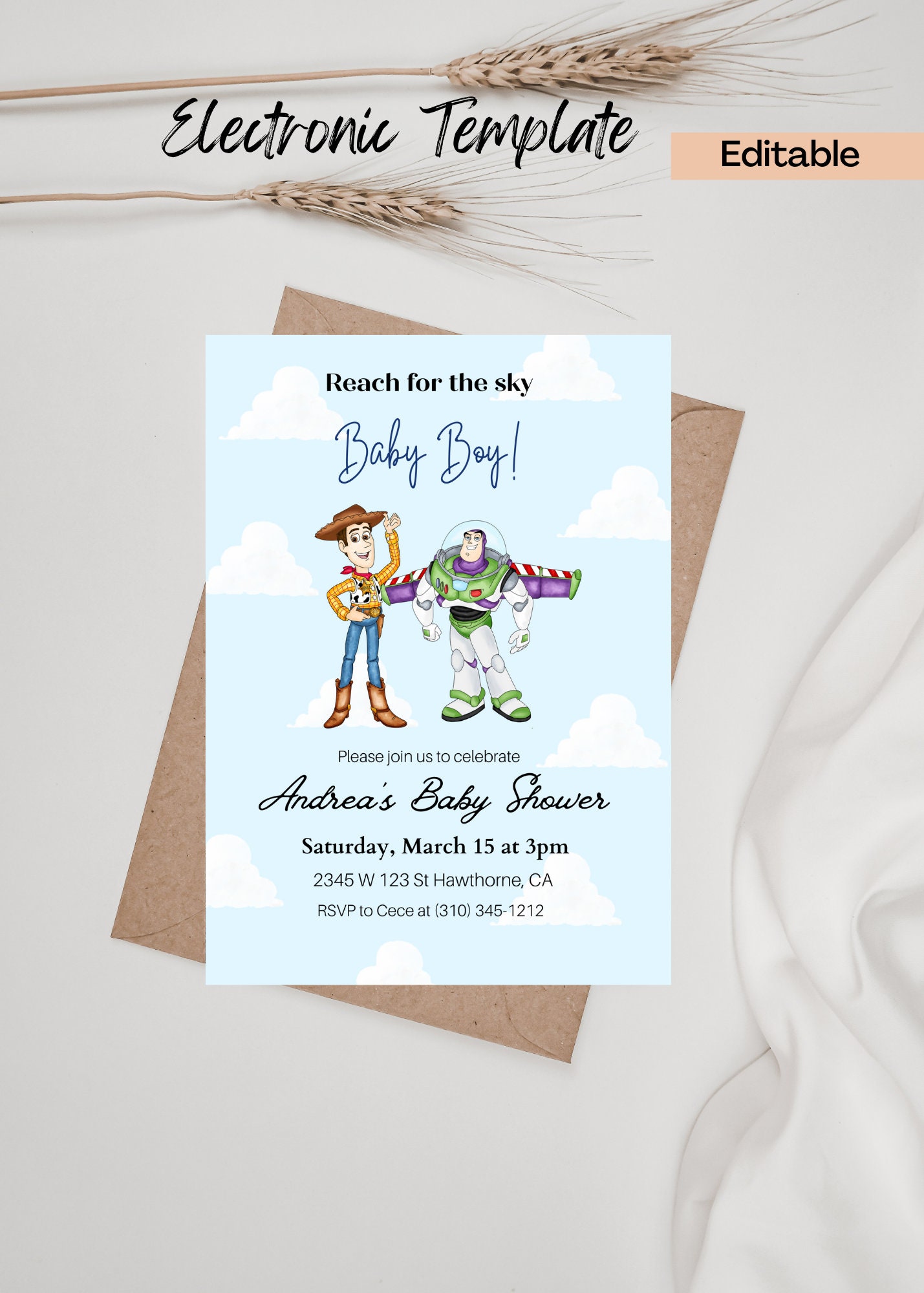 Toy Story Baby Shower Invitation Its a Boy baby shower Invitation Digital and Printable Invitation Woody and Buzz Baby shower