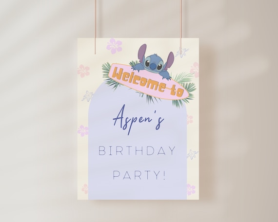 Lilo and Stitch Welcome Poster, Birthday Welcome Sign, Digital and Printable Lilo and Stitch Poster