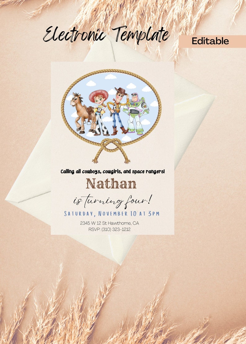 Toy Story Invitation Woody and Jessie Invite Digital and Etsy