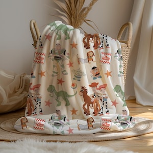Velveteen Blanket, Toy Story Nursery Decor, Gift for Baby, Plush Throw, Kids Room Decoration, Baby Shower Present