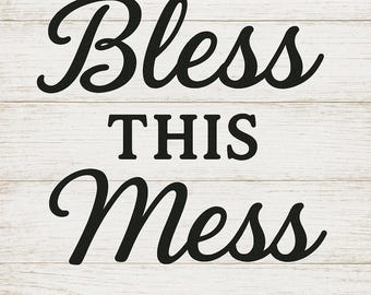 Bless This Mess Printable Wall Art – Farmhouse Style Digital Download – Rustic Country Quote for Entryway, Kitchen, or Living Room
