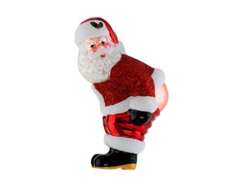 Naughty Santa Christmas Ornament Stocking Cap Santa Ornament Naked Santa