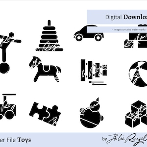 Sticker patterns e.B. for IKEA Trofast boxes - Toy motifs as .svg and .png file for plotters