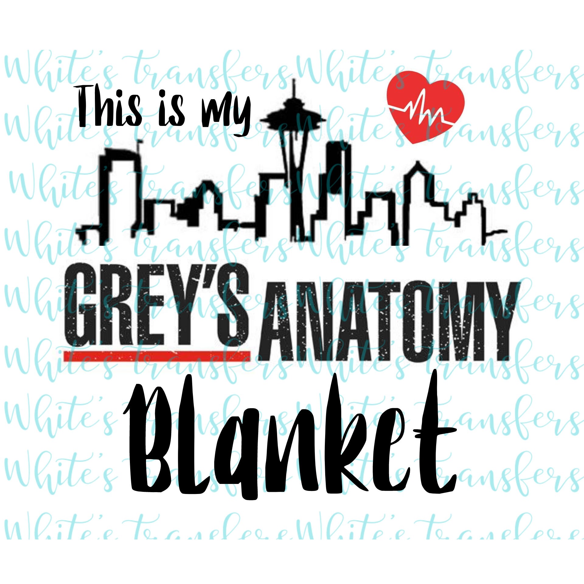 Greys Anatomy watching blanket sublimation transfer Etsy