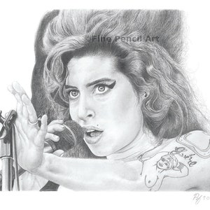 Amy Winehouse Portrait - Bleistiftzeichnung