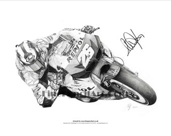 Dani Pedrosa - Signed Artwork - A2 Print