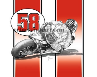 Marco Simoncelli - Limited Edition Fine Art Pencil Portrait - A2 Print