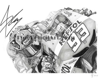 Marc Marquez signiert Portrait - Druck