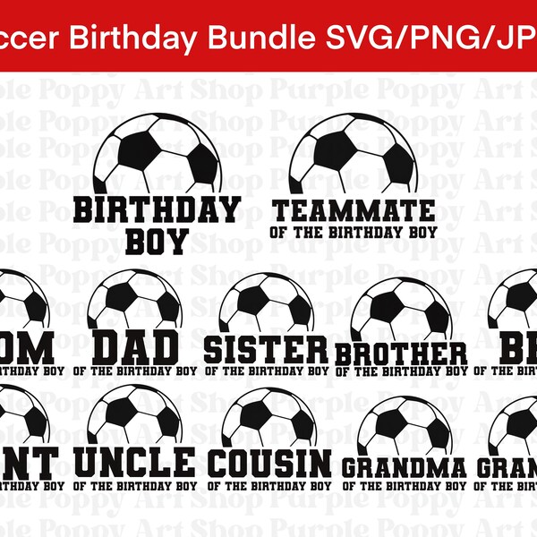 Soccer Birthday SVG, Soccer Team Birthday Party Decor SVG, Cricut Cut File Soccer Tshirts, Soccer Birthday Shirts, Soccer Birthday Digital