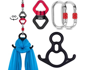 Orbsoul Aerial Silks Hardware (Certified Set) FREE SHIPPING! 1x Rescue Figure 8 Descender, 1x Swivel, and 2X Steel Carabiners