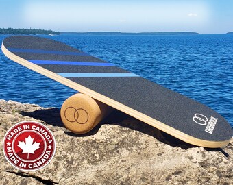 Orbsoul Balance Board Trainer (fabriqué au Canada, livraison gratuite) - Deck en érable canadien de qualité supérieure et rouleau en liège 100 % naturel