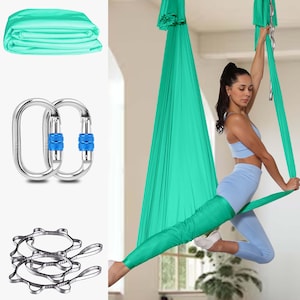 Hamaca de yoga de lujo Orbsoul (tamaño grande, con seguridad comprobada) ENVÍO GRATIS Incluye telas de nailon aéreas de primera calidad, accesorios de montaje y guía de instalación