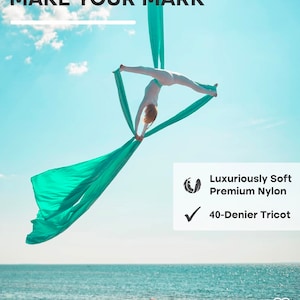 Orbsoul Aerial Silks Yoga Hammock Professional Set, 9 YARDS FREE SHIPPING Premium Aerial Nylon Tricot Silks, Full Hardware kit and Guide Brilliant Turquoise