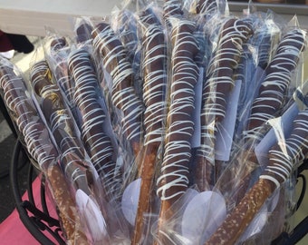 Chocolate caramel pretzel rods 1/2 dozen