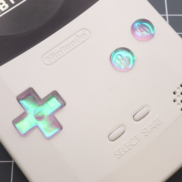 Effet dichroïque couleur opale fraîche de boutons en résine personnalisés Game Boy