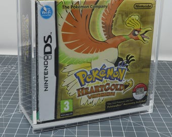 Pokemon coeur or et argent en boîte de jeu pour Nintendo DS, présentoir de protection en acrylique, boîte de présentation