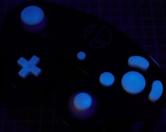 Nintendo GameCube Custom Resin Buttons Glow In The Dark Blue