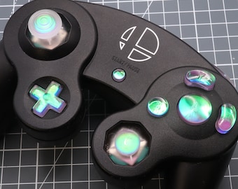 Nintendo GameCube Custom Resin Buttons Cool Opal Dichroic effect