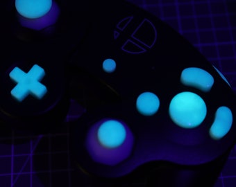Nintendo GameCube Custom Resin Buttons Glow In The Dark Aqua