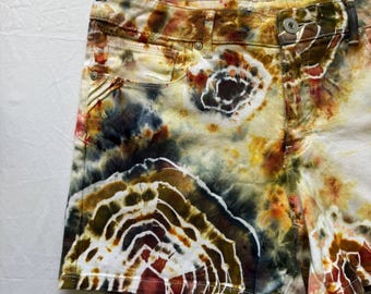 Ice Dyed Geode Tie Dye Denim Shorts | Size 12