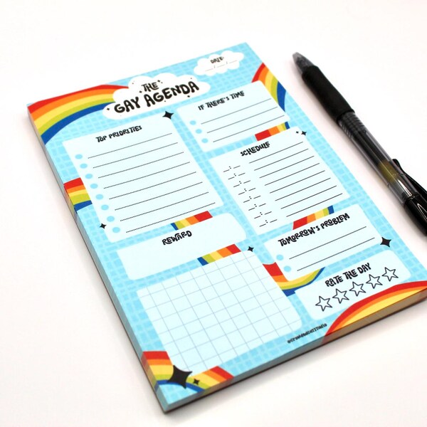 Gay Agenda Planner Notepad, Brain Dump, To Do List