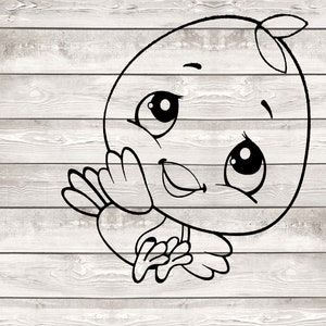 Bird SVG PNG, Téléchargement numérique, Cartoon Bird, Animaux mignons, Animaux de dessin animé
