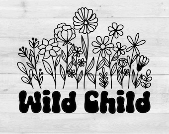Wild Child Floral SVG: Design per maglietta per bambini (download digitale)