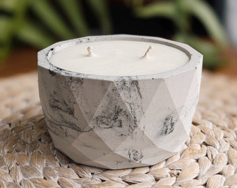 Soy wax candle, concrete candle, concrete jar, handmade