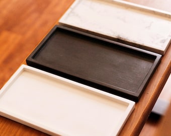 Grand Plateau rectangulaire en béton fait main | Plateau décoratif minimaliste | Vide-poche moderne | Plateau pour bijoux ou salle de bain