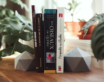 Support pour livre en béton fait main | Porte livre minimaliste et décoratif | Accessoire moderne pour bureau, cuisine ou salon