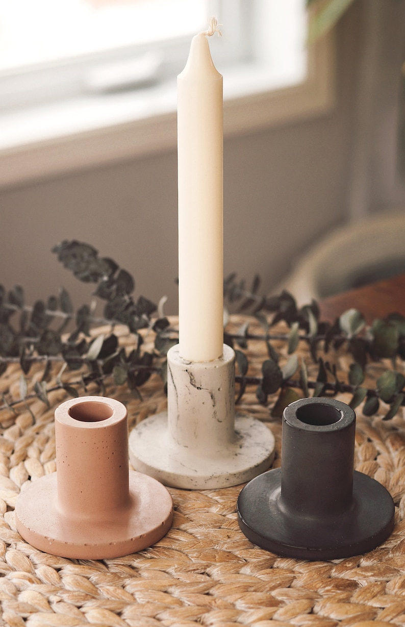 Handmade concrete candle holder | Modern minimalist candle holder | Decorative accessory for table or home | Designer handcrafted candle holder