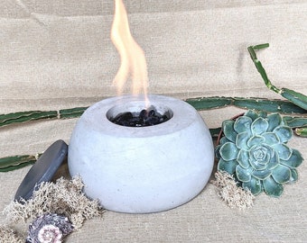 Handmade concrete portable table fire pit