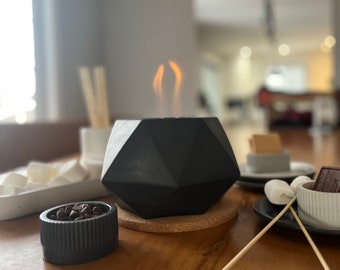 Handmade concrete tabletop fire pit | Decorative mini fire pit | Patio table fire | Modern indoor/outdoor decor