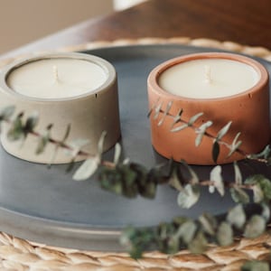 Handmade concrete soy wax candle