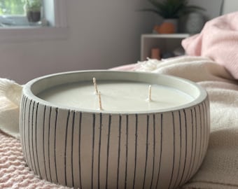 Soy wax candle, concrete container, handmade