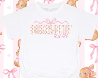 Personalized Easter Bunny Outfit | Baby Girl Romper or Tee