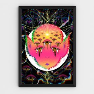 13x19 Large Psychedelic Print, Trippy Art, Geometric, Abstract, Alien