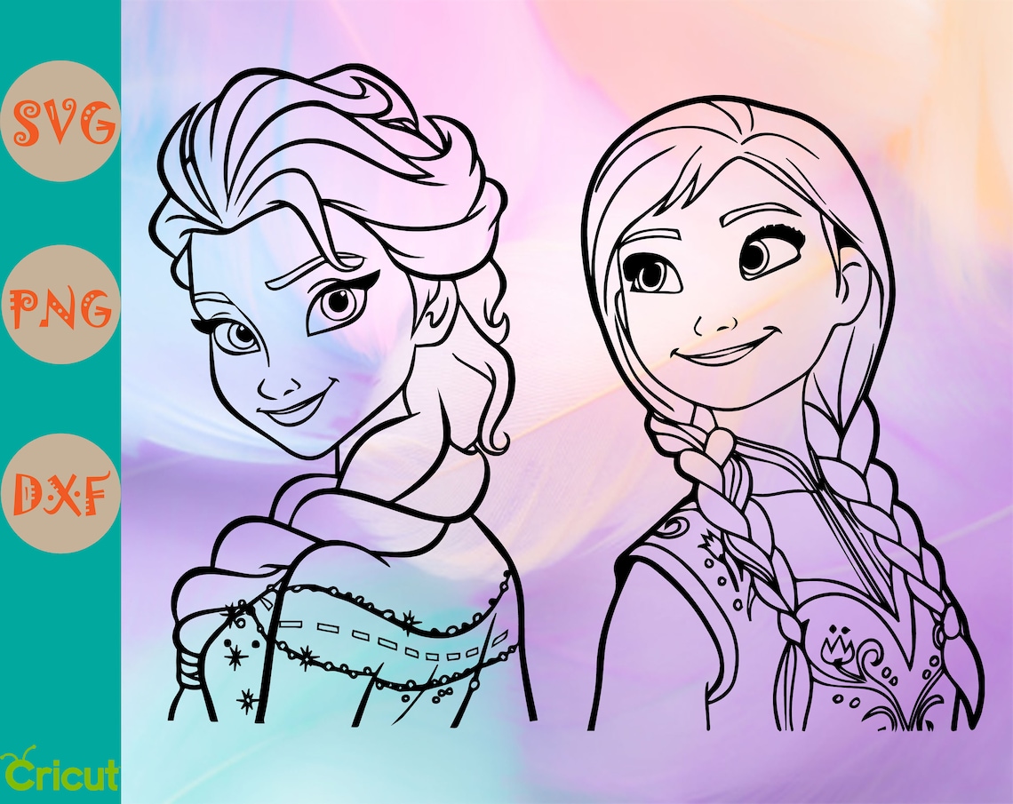 Frozen Elsa and Anna svg png dxf Cartoon svg Disney svg | Etsy