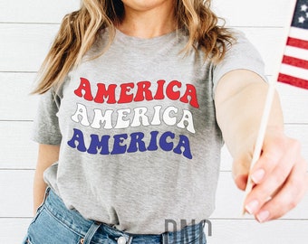 America SVG, Retro America PNG, Fourth Of July Download, Red White and Blue, Patriotic Svg, Independence Day Shirt Design, American Mama Svg