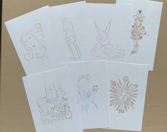 7 Kunstdruck-Bundle | Marie Antoinette Kunstdruck | Minimalistische Kunstdruck | Französisch Kunstdruck | Renaissance Kunstdruck | Louvre | Skulptur
