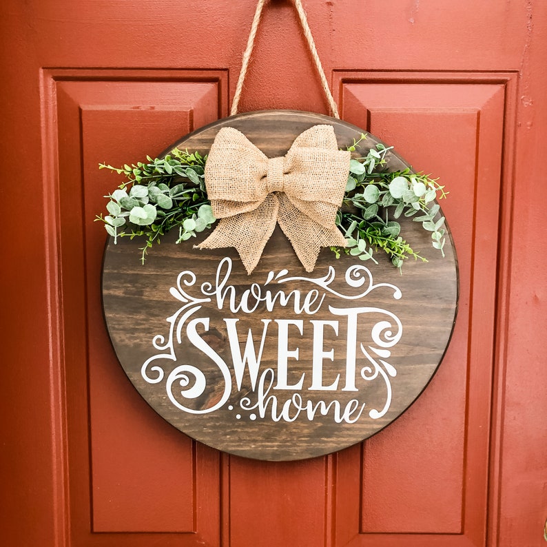 Door Hanger Sign Mothers Day Front Door Decor Wooden Door Wreath Welcome Door Sign Porch Sign Farmhouse Home Sweet Home Door Decor