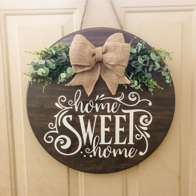 Door Hanger Sign Mothers Day Front Door Decor Wooden Door Wreath Welcome Door Sign Porch Sign Farmhouse Home Sweet Home Door Decor
