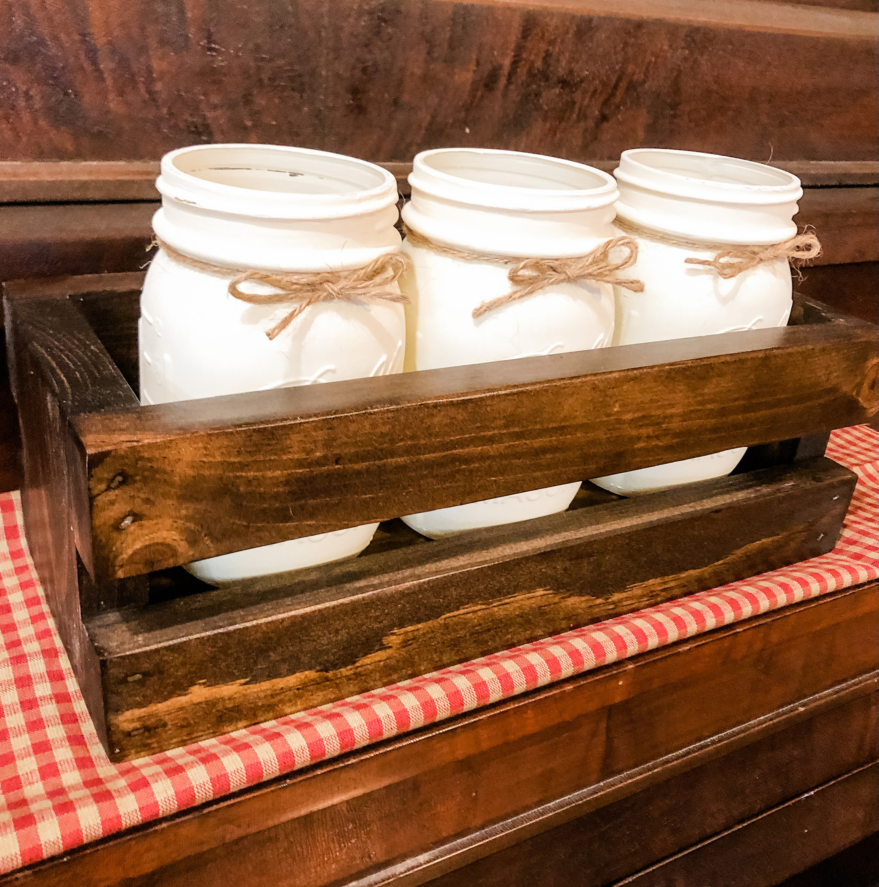 Wood Mason Jar Crate Rustic Mason Jar Decor Chalk Painted Etsy