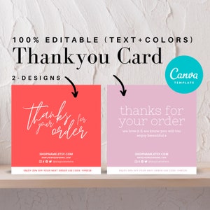 Custom Thank you Card Printable | Thank You for Your Order Template | Digital Download | Canva Template | Small Business | Blush Pink | #002