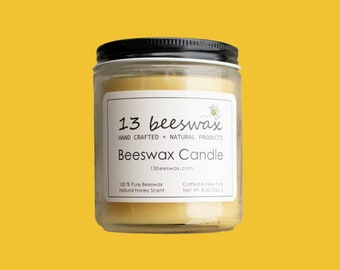 8 oz 100% Pure Beeswax Candle