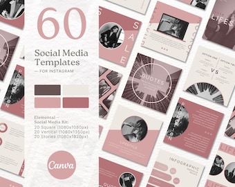 ästhetik Instagram Templates Rosé Gold Social Media Templates Rosa Instagram Feed Minimalistische Instagram Templates Minimalistische Ästhetik