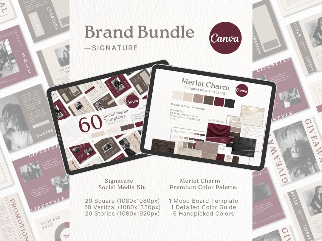 Red Brand Bundle: Canva Templates, Merlot Color Palette - Etsy