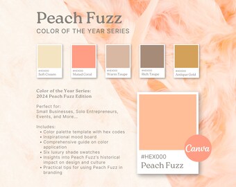 Special Edition Color Palette Kit | High-End Branding for Entrepreneurs | Editable in Canva | Featuring Peach Fuzz | Cream, Coral, Taupe